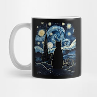 Starry Night Inspired Cat Gifts Funny Cat Mug